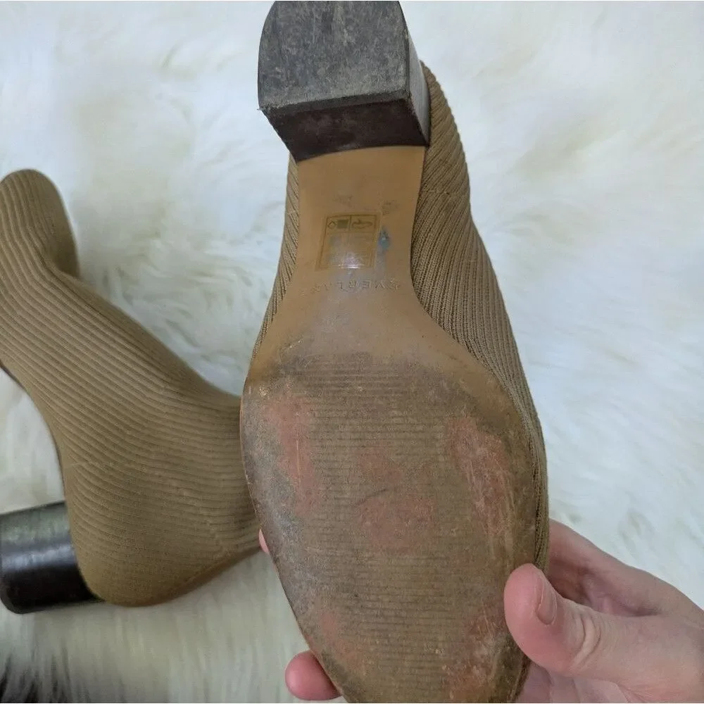 Everlane The Glove Boots Beige Tan Brown Womens Knit Ankle Bootie Size 7.5